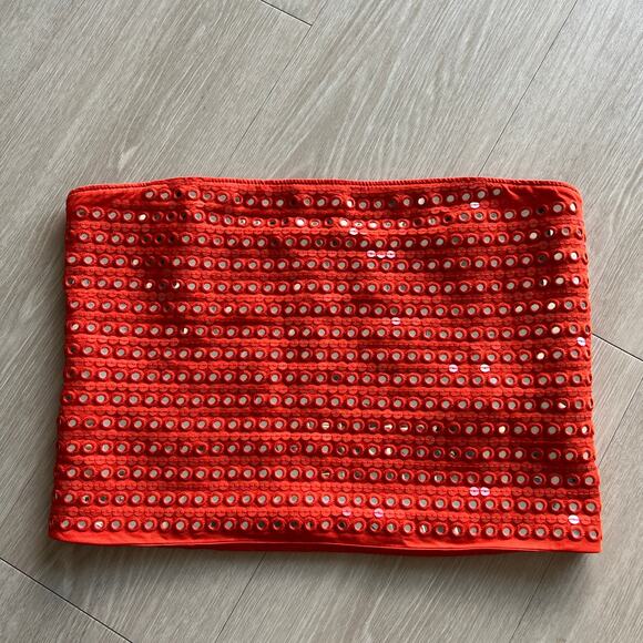 J Crew Broken In Jersey Tube Top With Mirror Embellishments Womens Medium READ - Picture 1 of 14